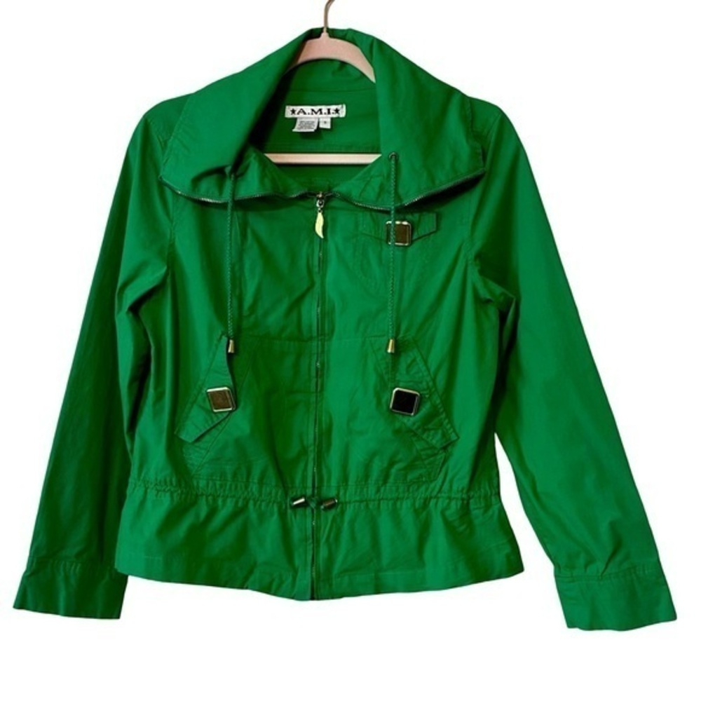 A.M.I. Vintage Bright Green Cinched Waist Jacket, Size Small.